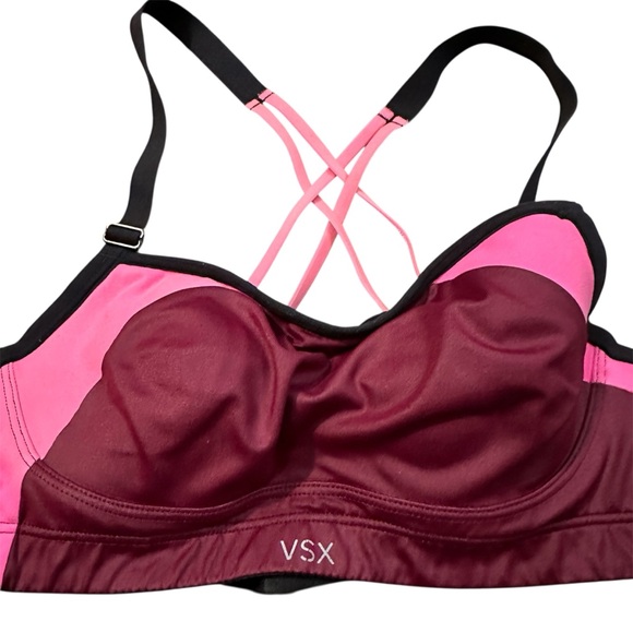 VSX Victoria’s Secret Pink and Burgundy Sports Bra - Picture 2 of 6